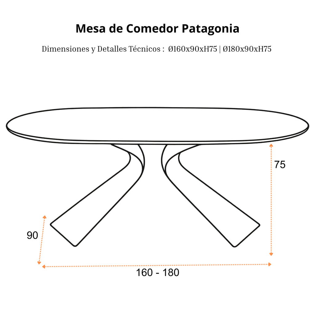 Mesa de Comedor Patagonia | Estructura Negra