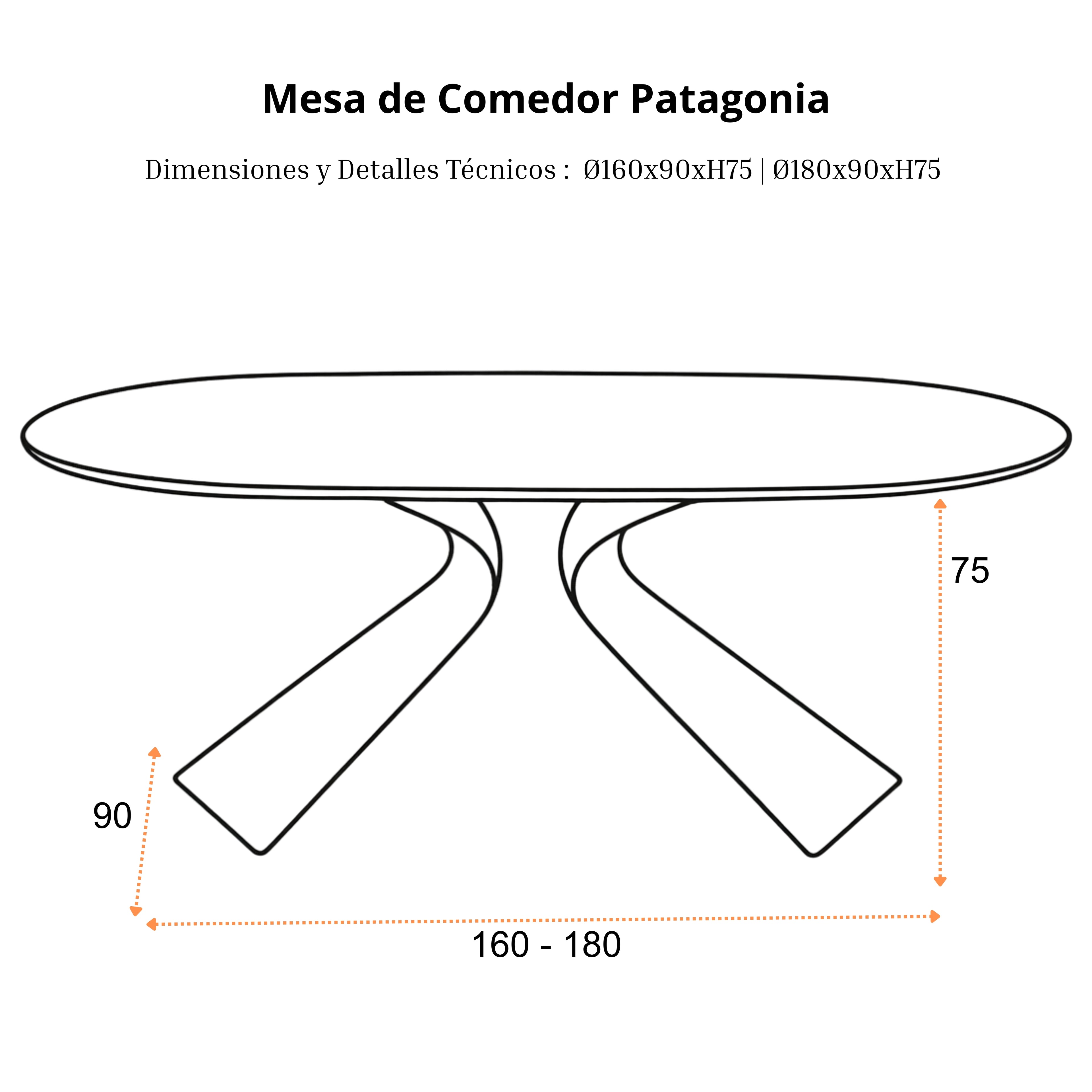 Mesa de Comedor Patagonia | Estructura Negra