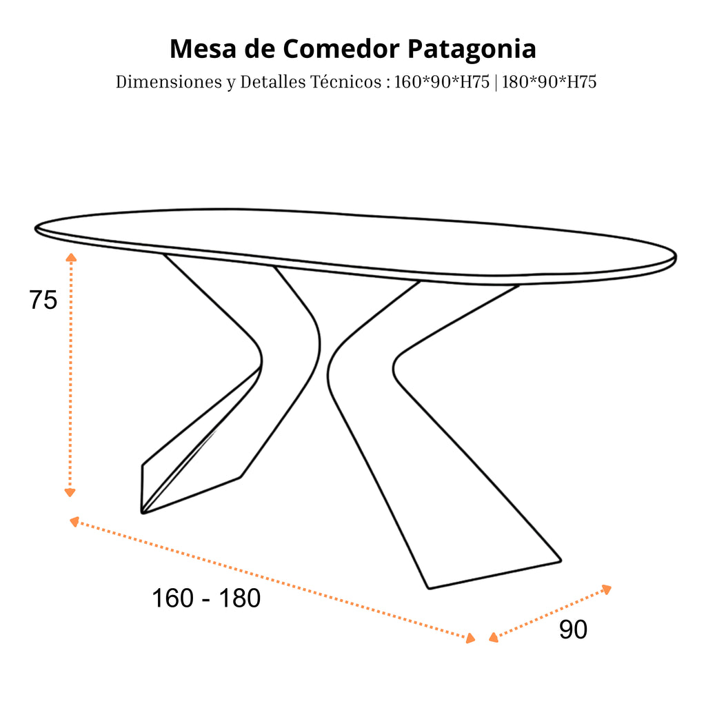 Mesa de Comedor Patagonia | Estructura Acero Oro - Cromo