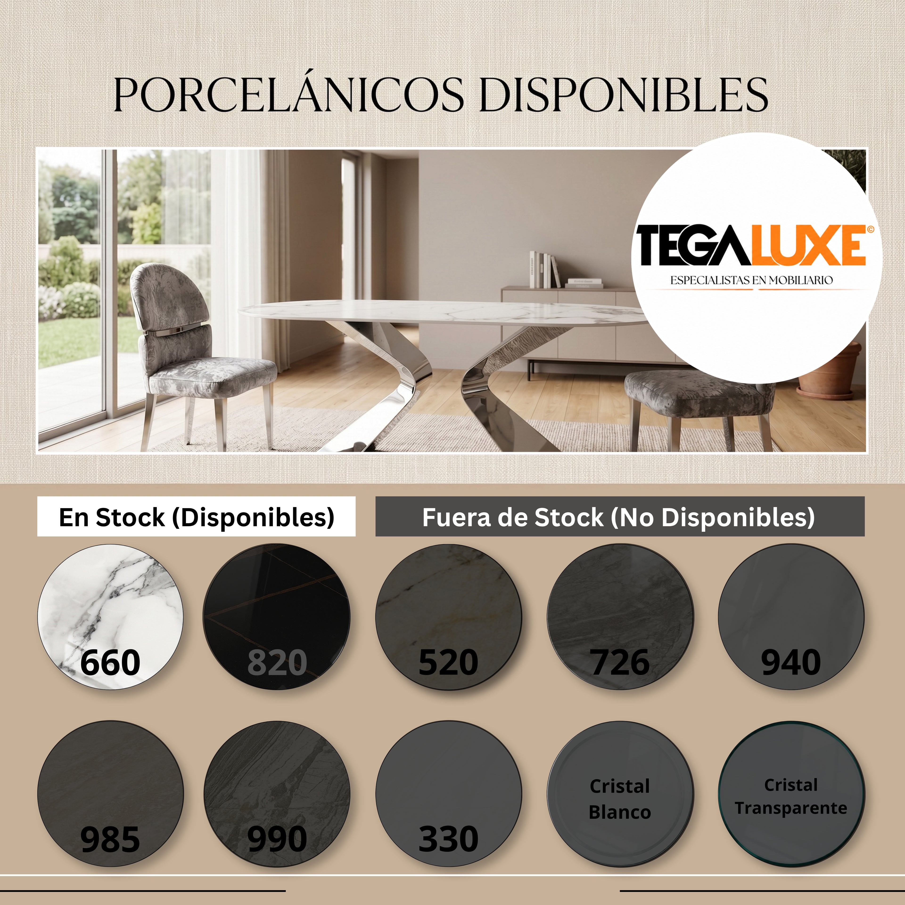 Mesa de Comedor Patagonia | Estructura Acero Oro - Cromo