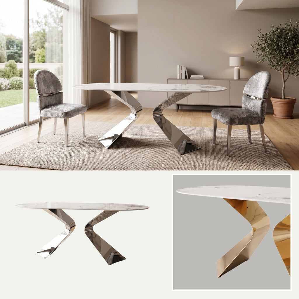 Mesa de Comedor Patagonia | Estructura Acero Oro - Cromo