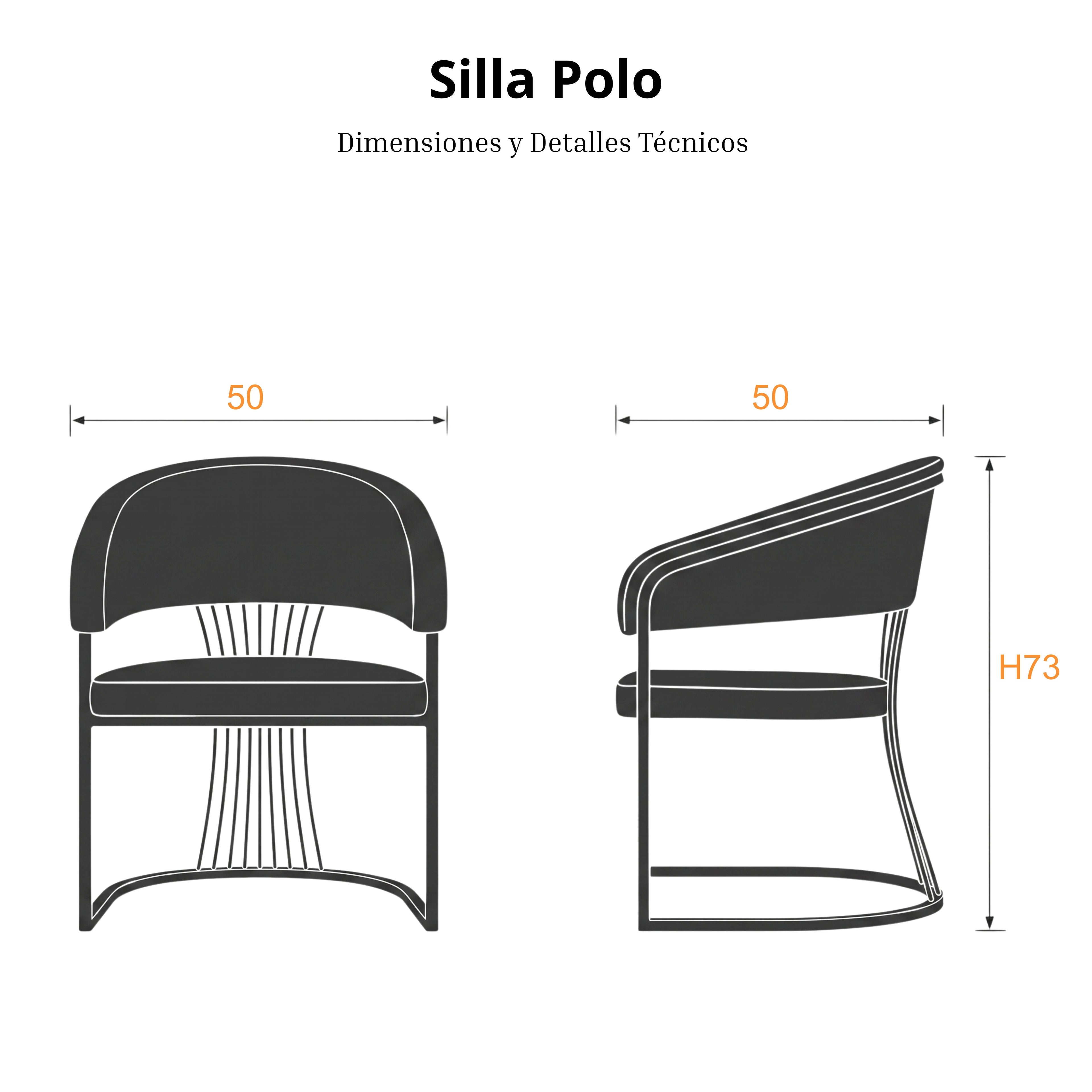 Silla Polo | Estructura Acero Oro