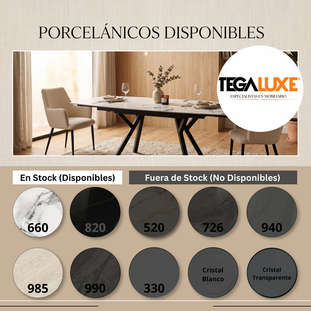 Mesa de Comedor Extensible Prisma | Estructura Negra