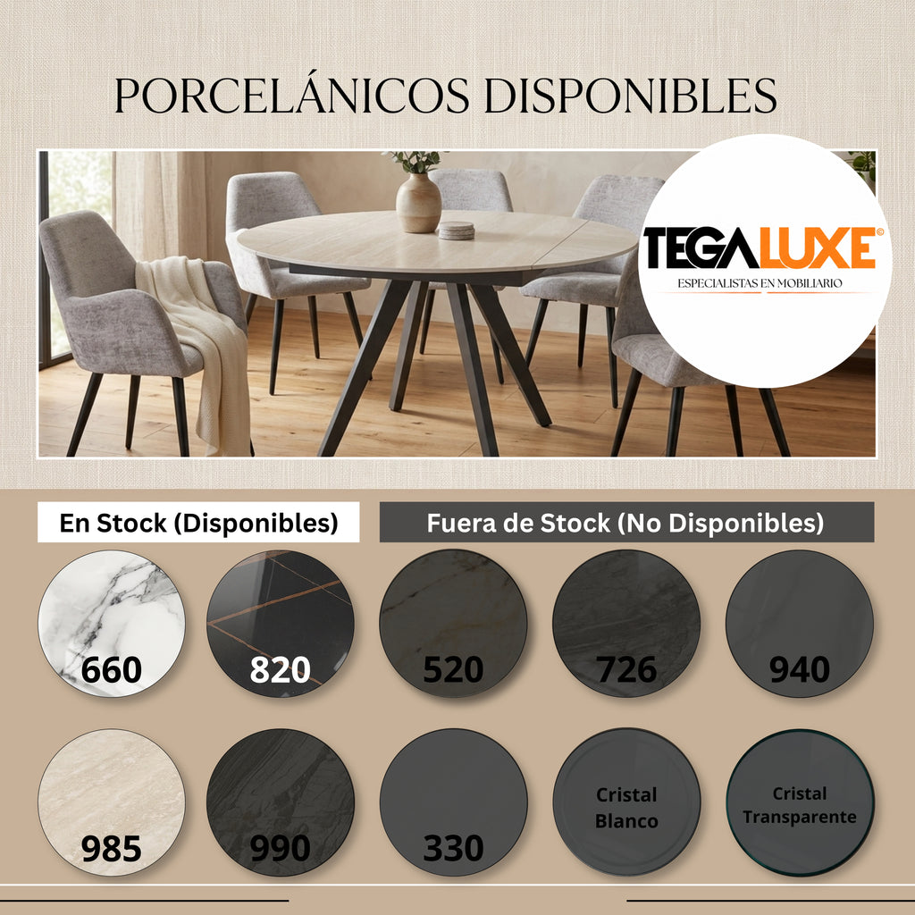 Mesa de Comedor Extensible Roma | Estructura Negra