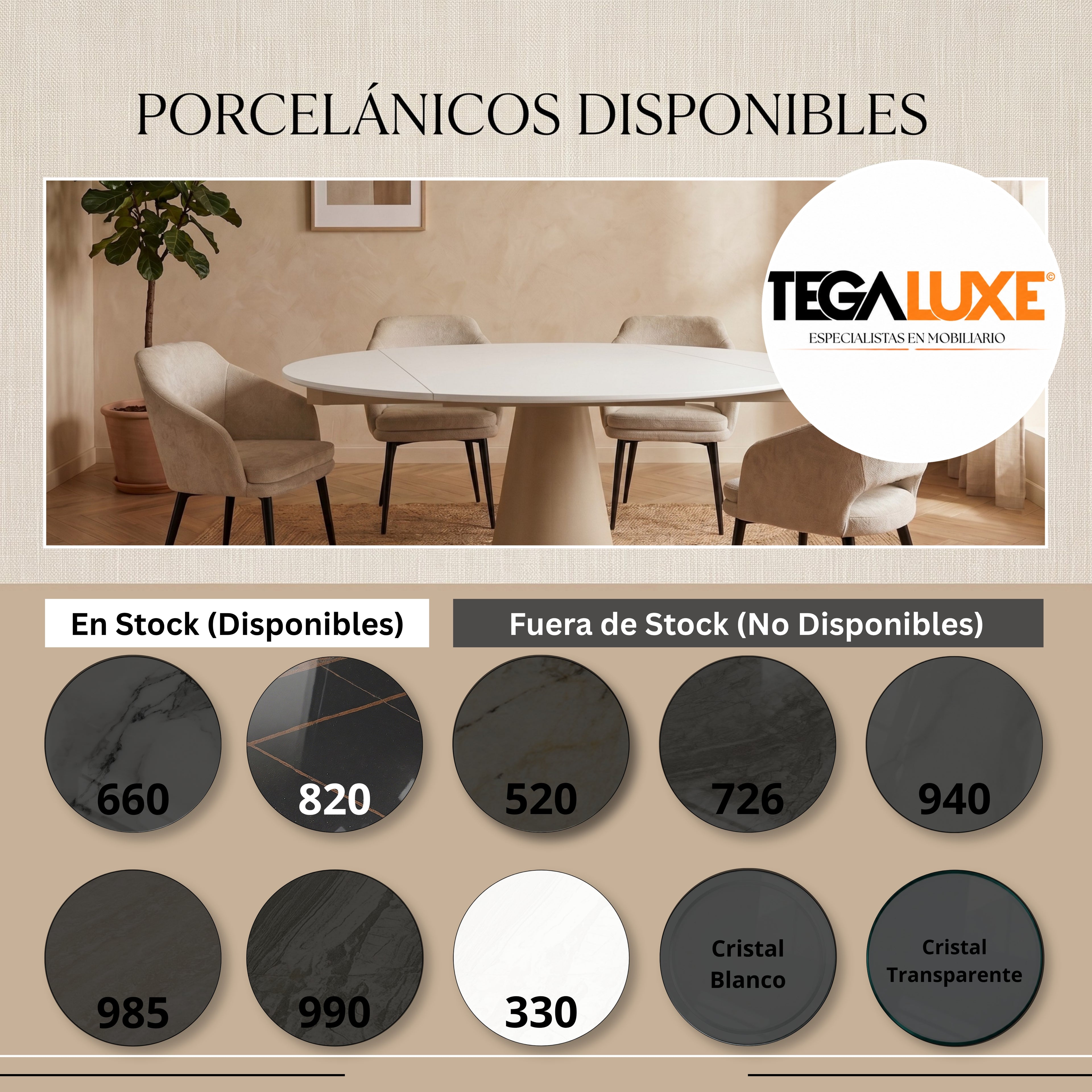 Mesa de Comedor Extensible Royal | Estructura Beige