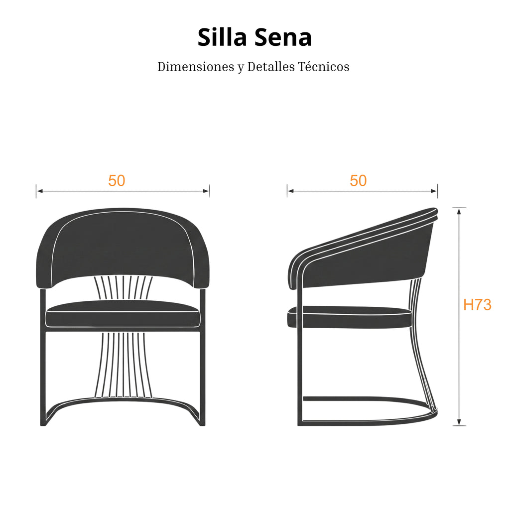 Silla Sena | Estructura Acero Oro - Cromo