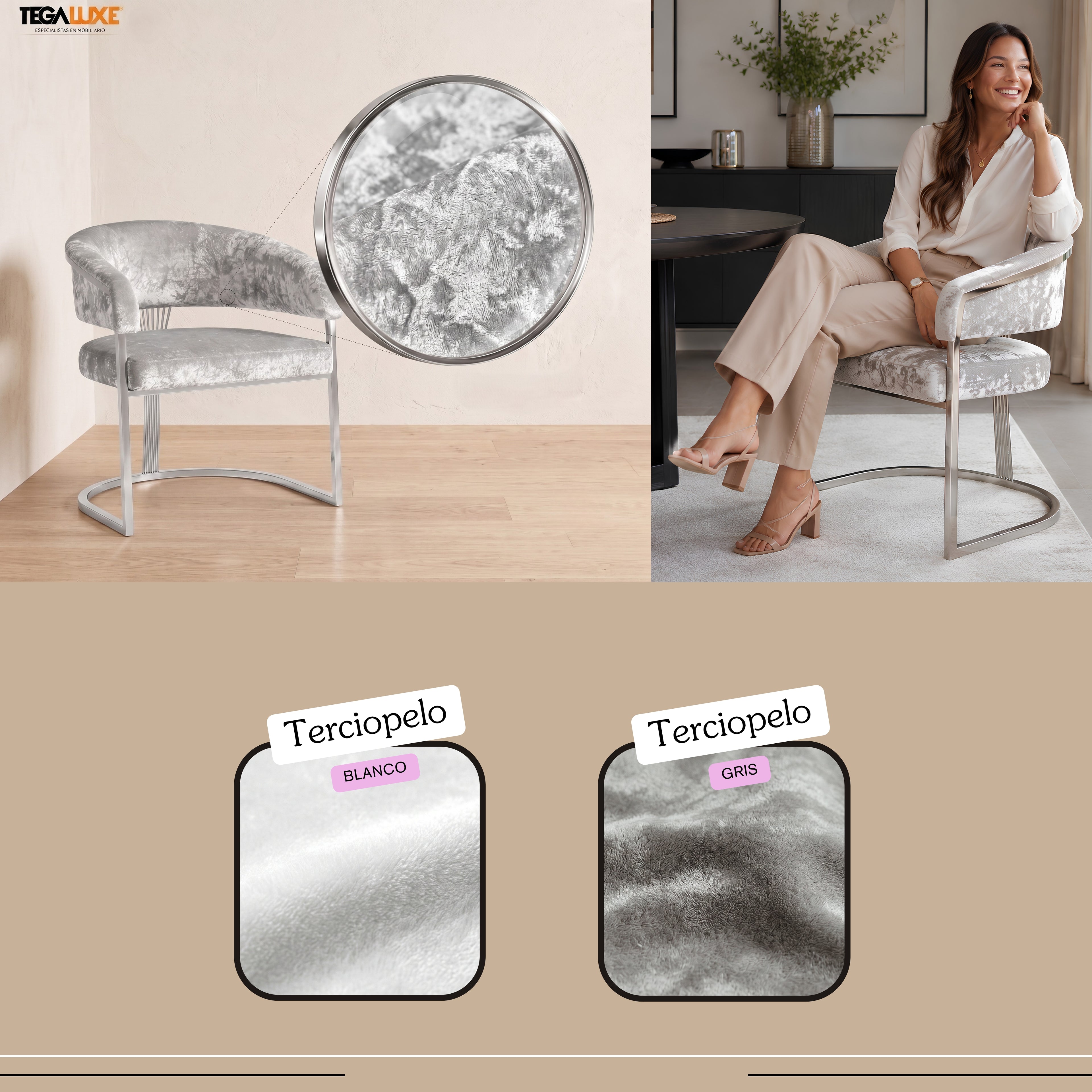 Silla Sena | Estructura Acero Oro - Cromo