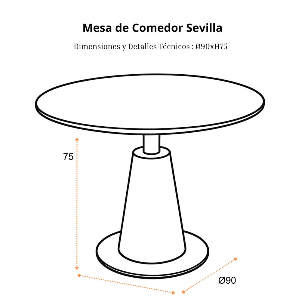Mesa de Comedor Sevilla | Estructura Negra - Beige