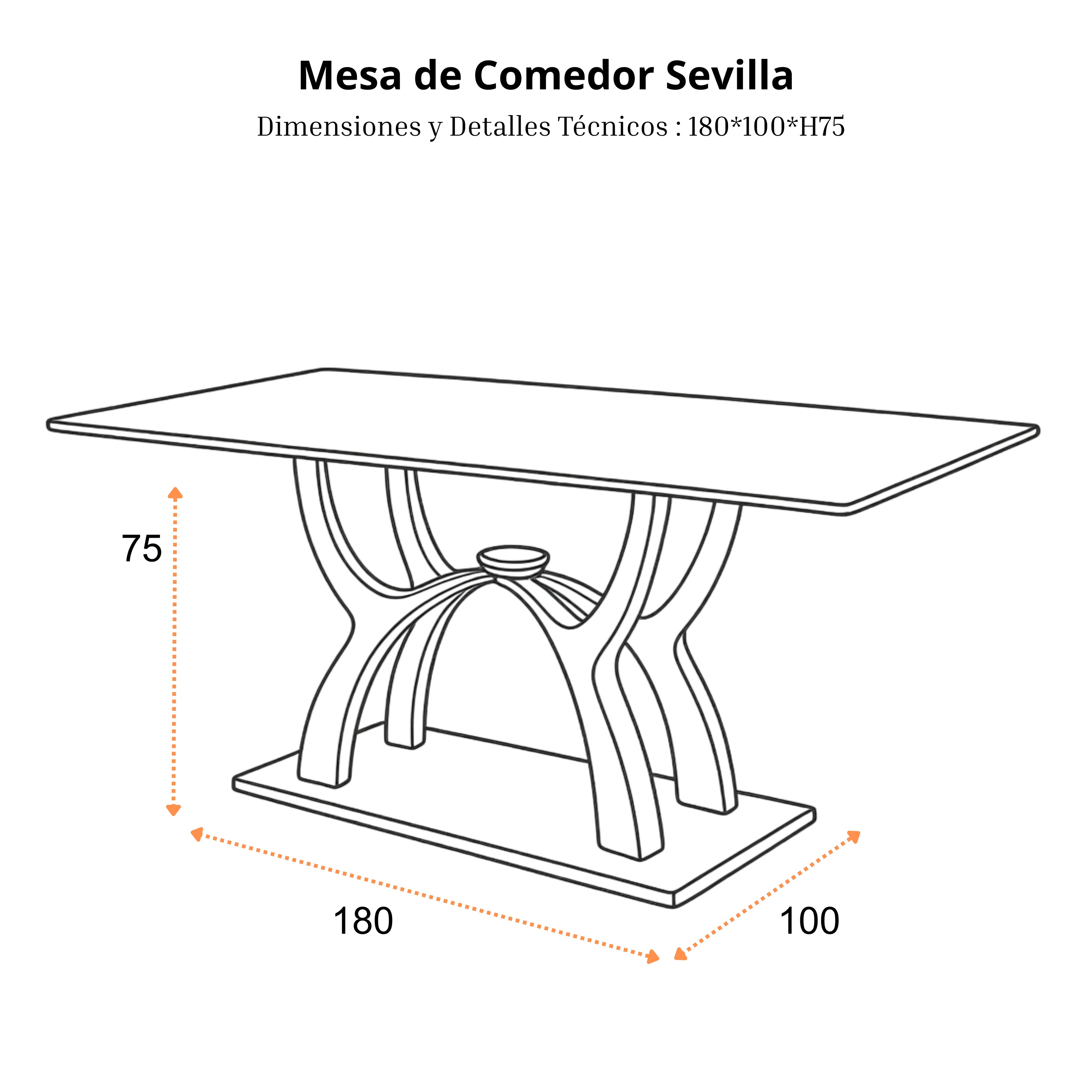 Mesa de Comedor Sevilla | Estructura Acero Oro - Cromo