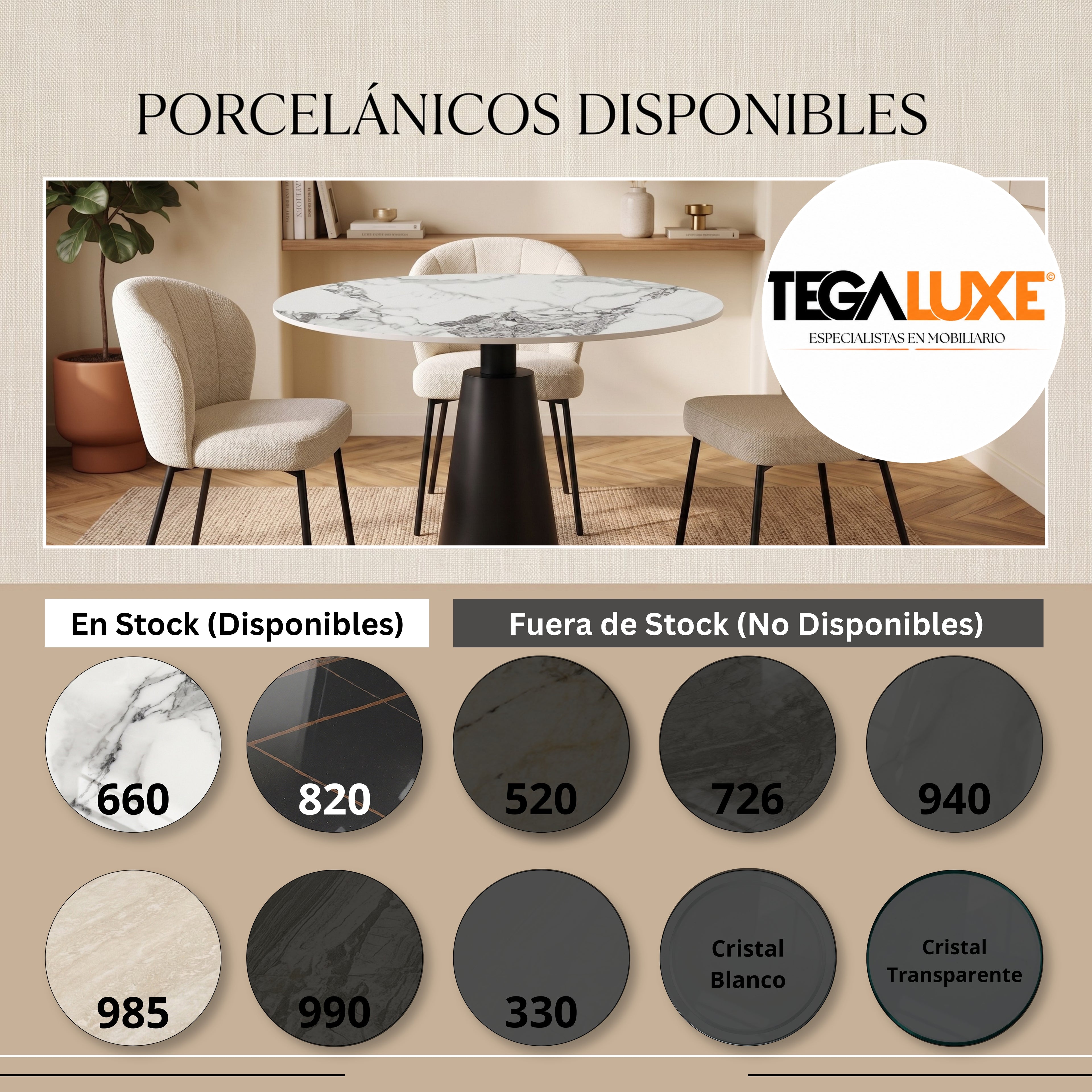 Mesa de Comedor Sevilla | Estructura Negra - Beige