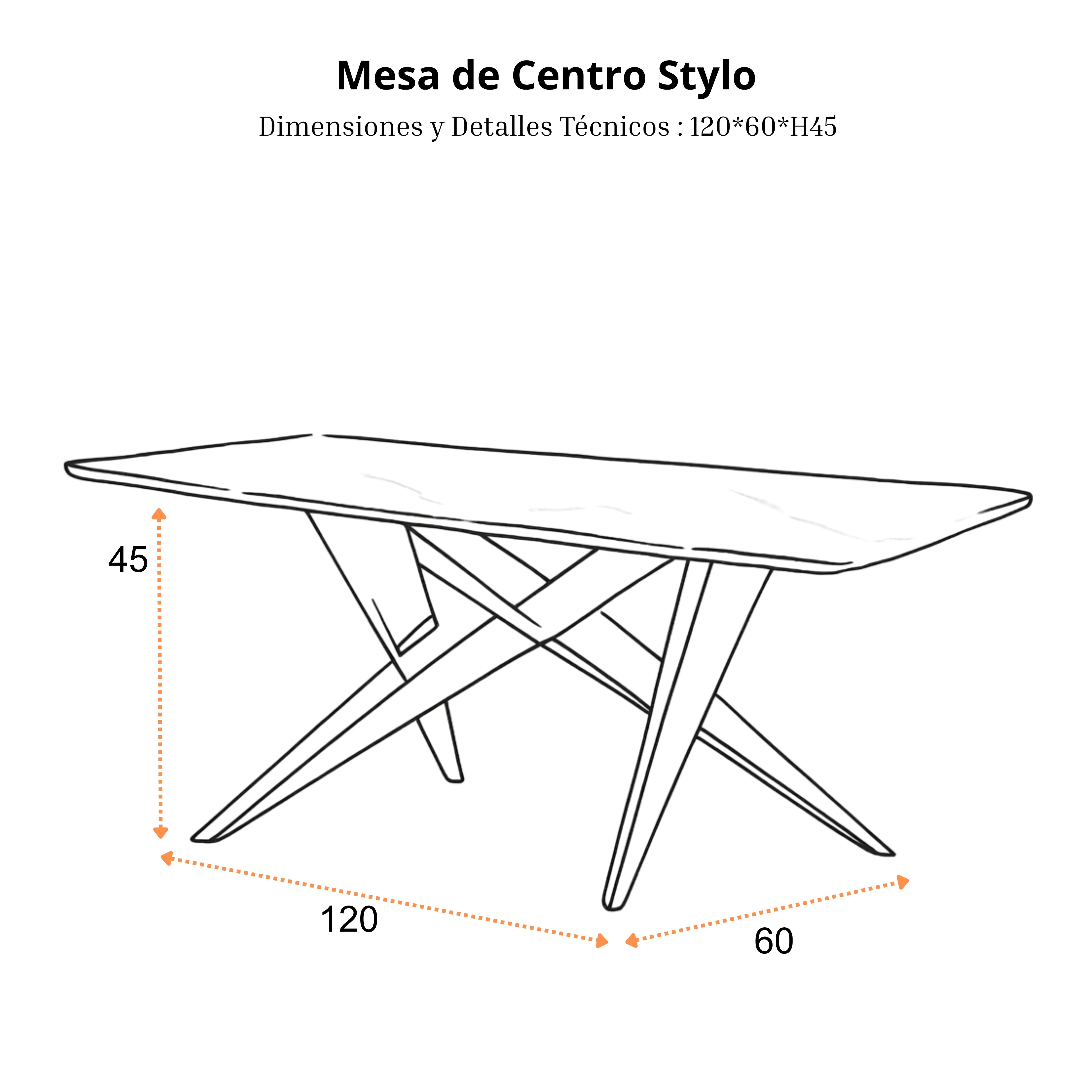 Mesa de Centro Stylo | Estructura Acero Cromo