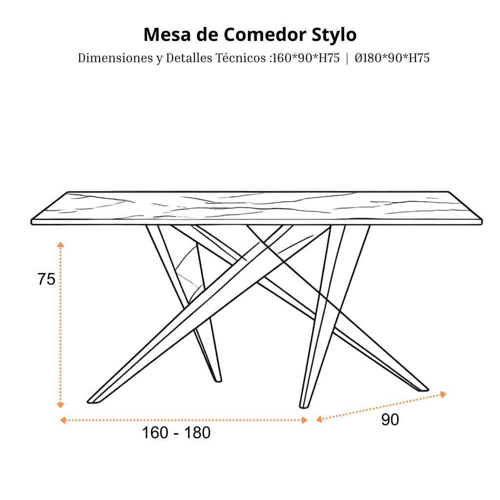 Mesa de Comedor Stylo | Estructura Acero Cromo