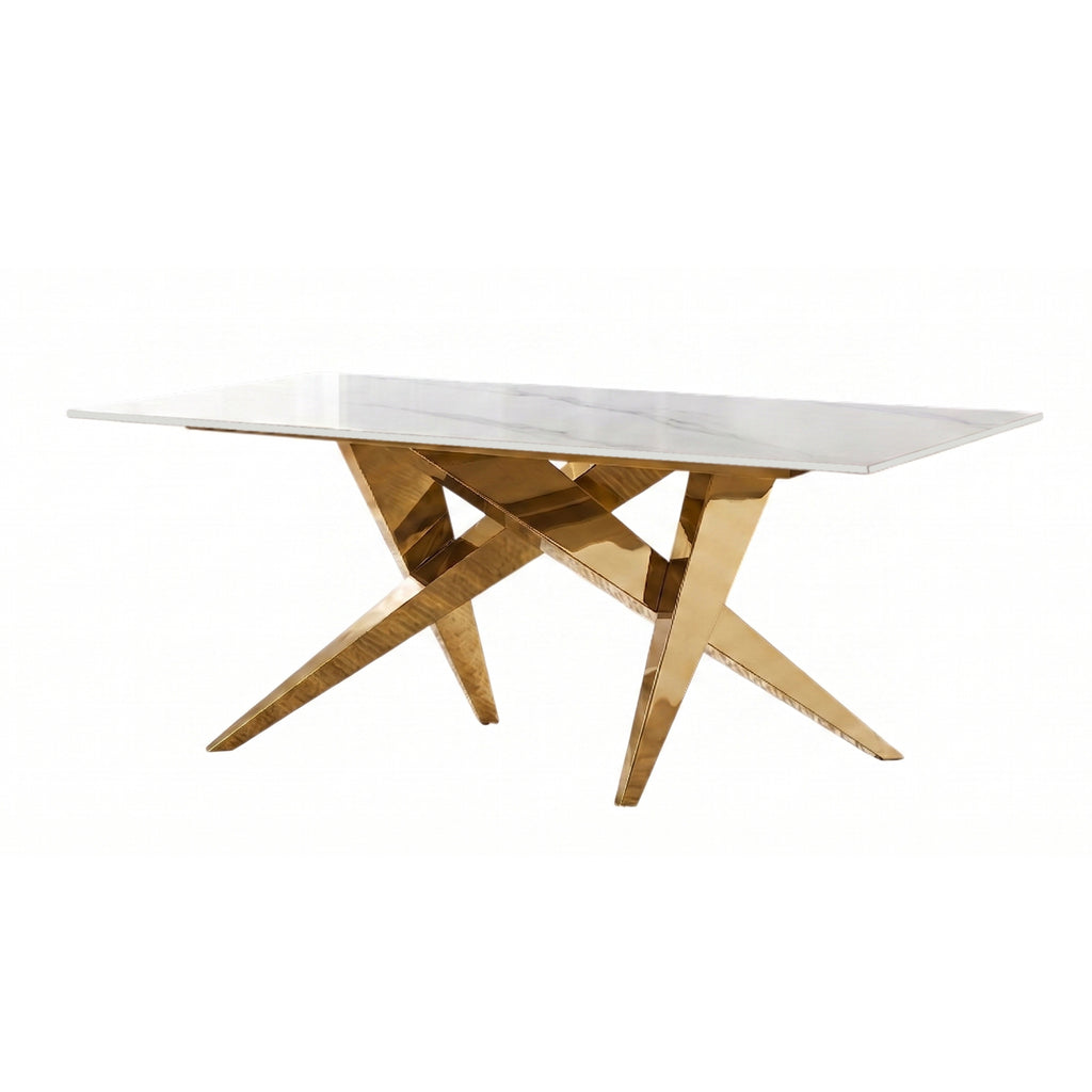 Mesa de Comedor Stylo | Estructura Acero Oro