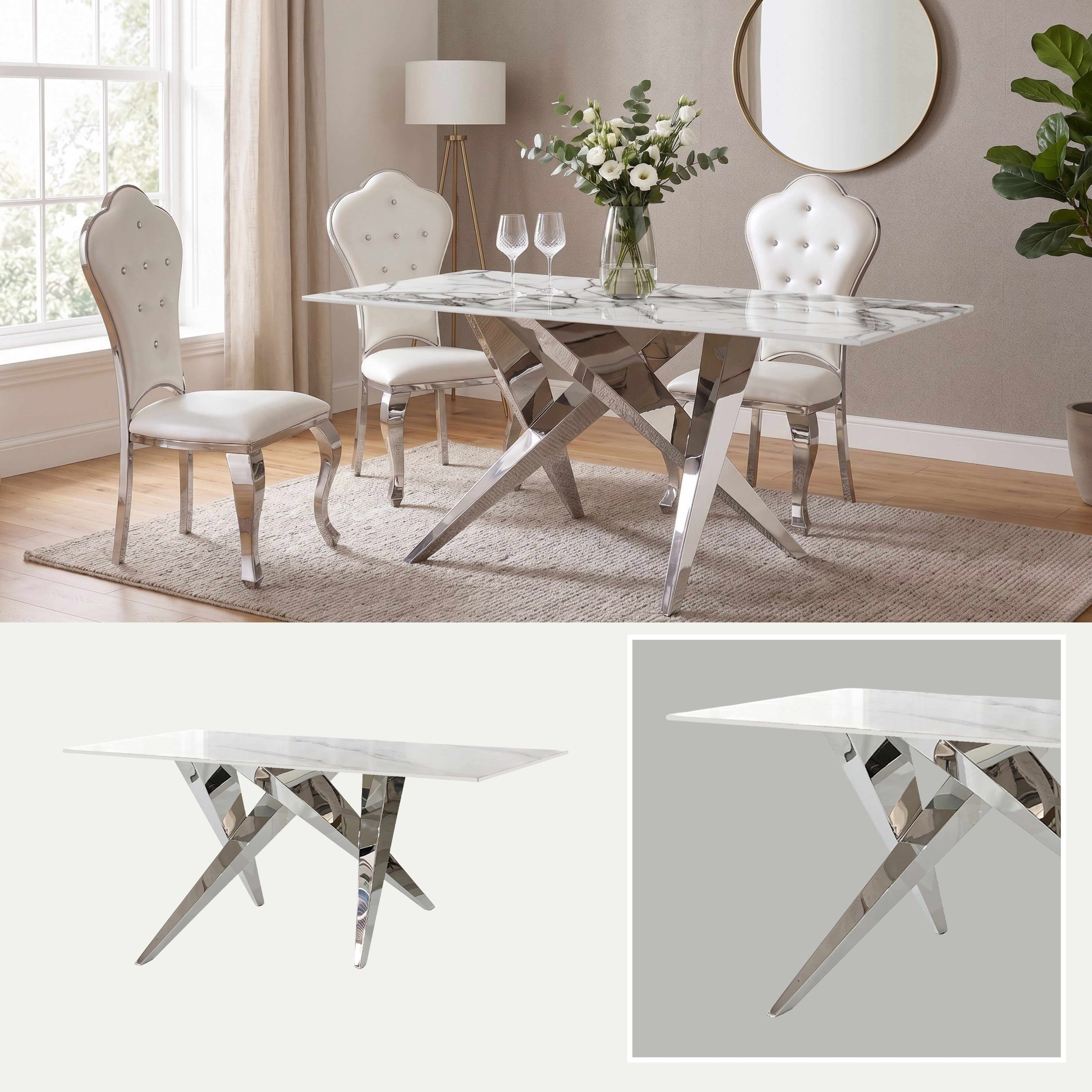 Mesa de Comedor Stylo | Estructura Acero Cromo