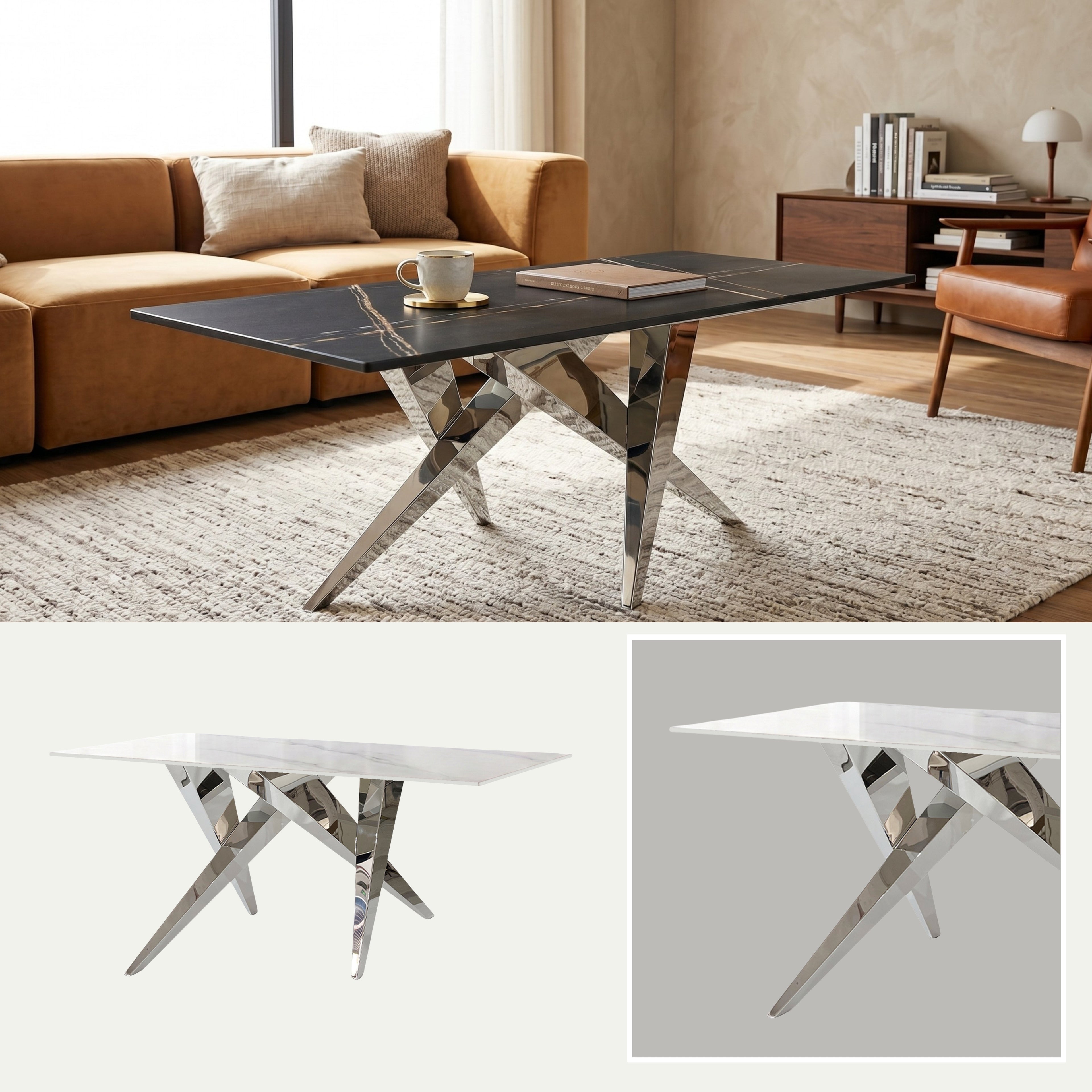 Mesa de Centro Stylo | Estructura Acero Cromo