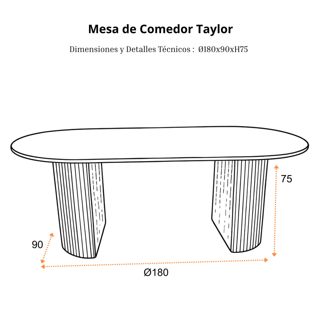 Mesa de Comedor Taylor | Estructura Negra - Beige