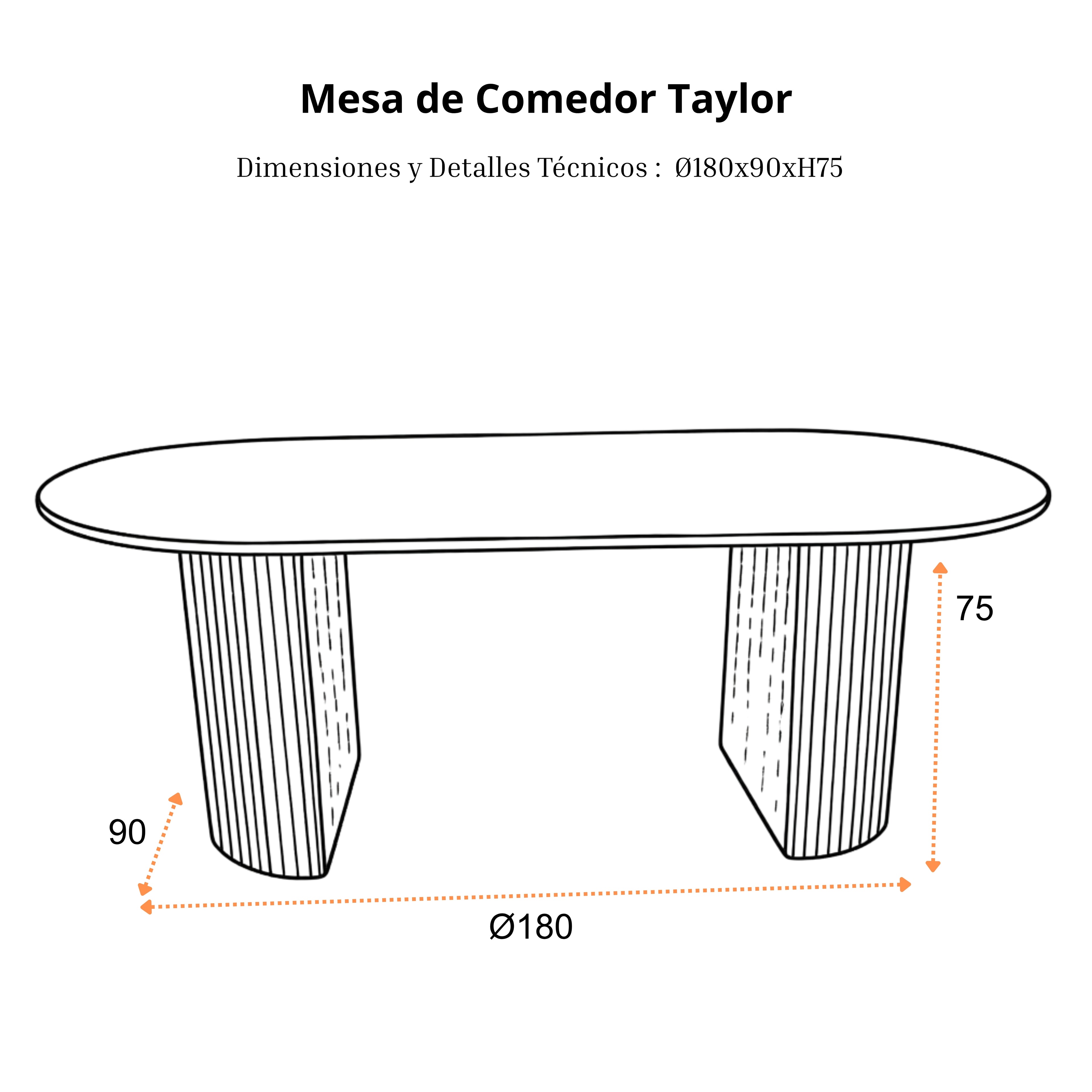 Mesa de Comedor Taylor | Estructura Negra - Beige