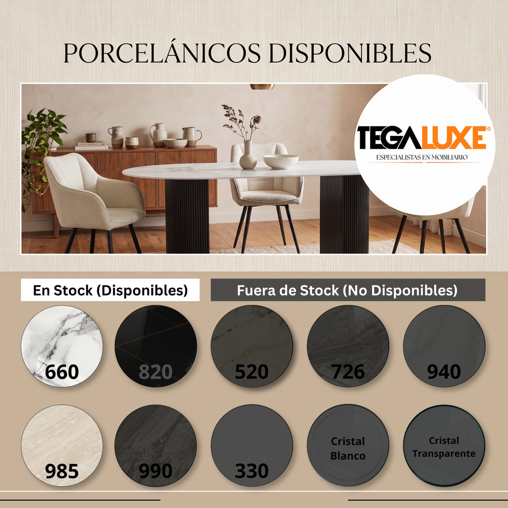 Mesa de Comedor Taylor | Estructura Negra - Beige