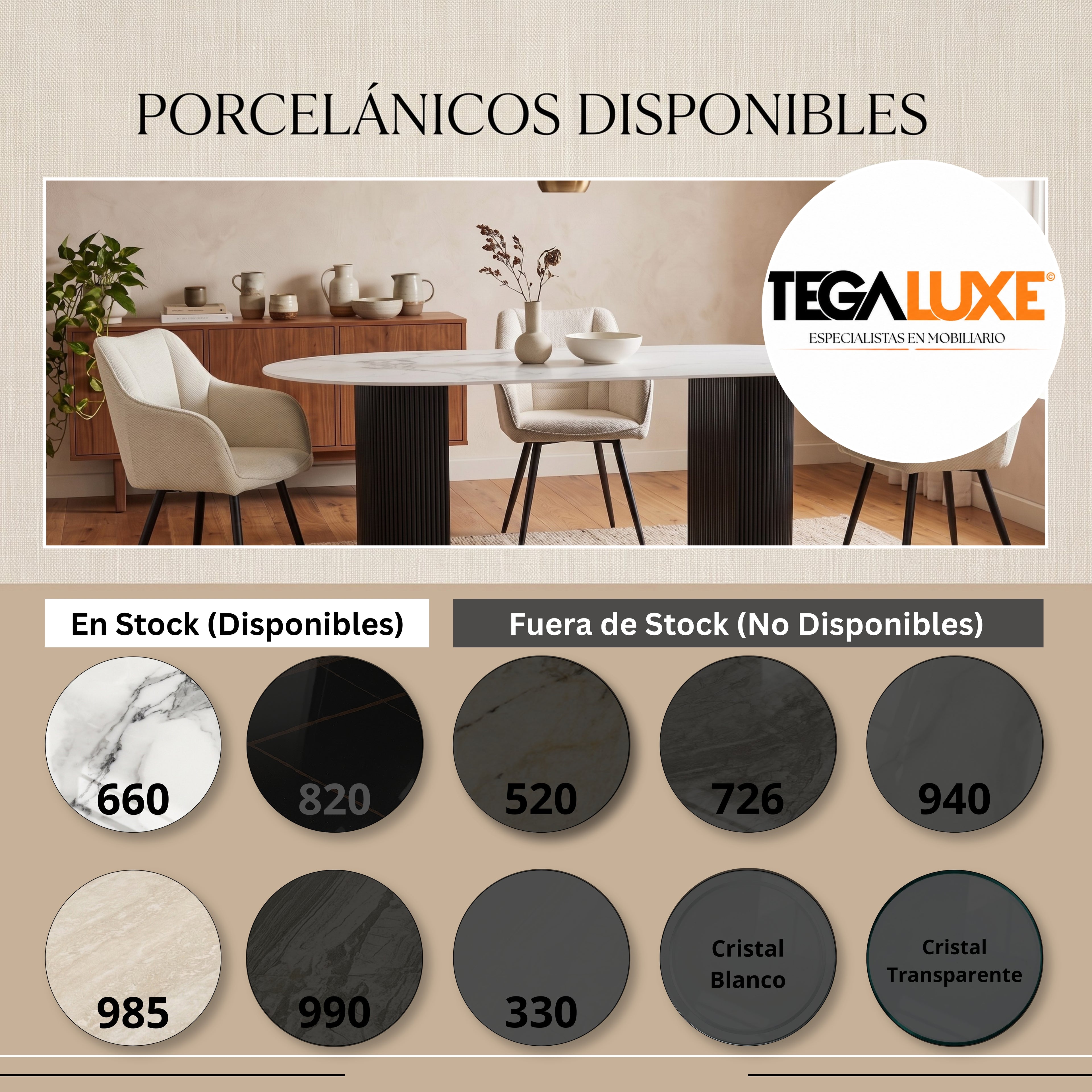 Mesa de Comedor Taylor | Estructura Negra - Beige