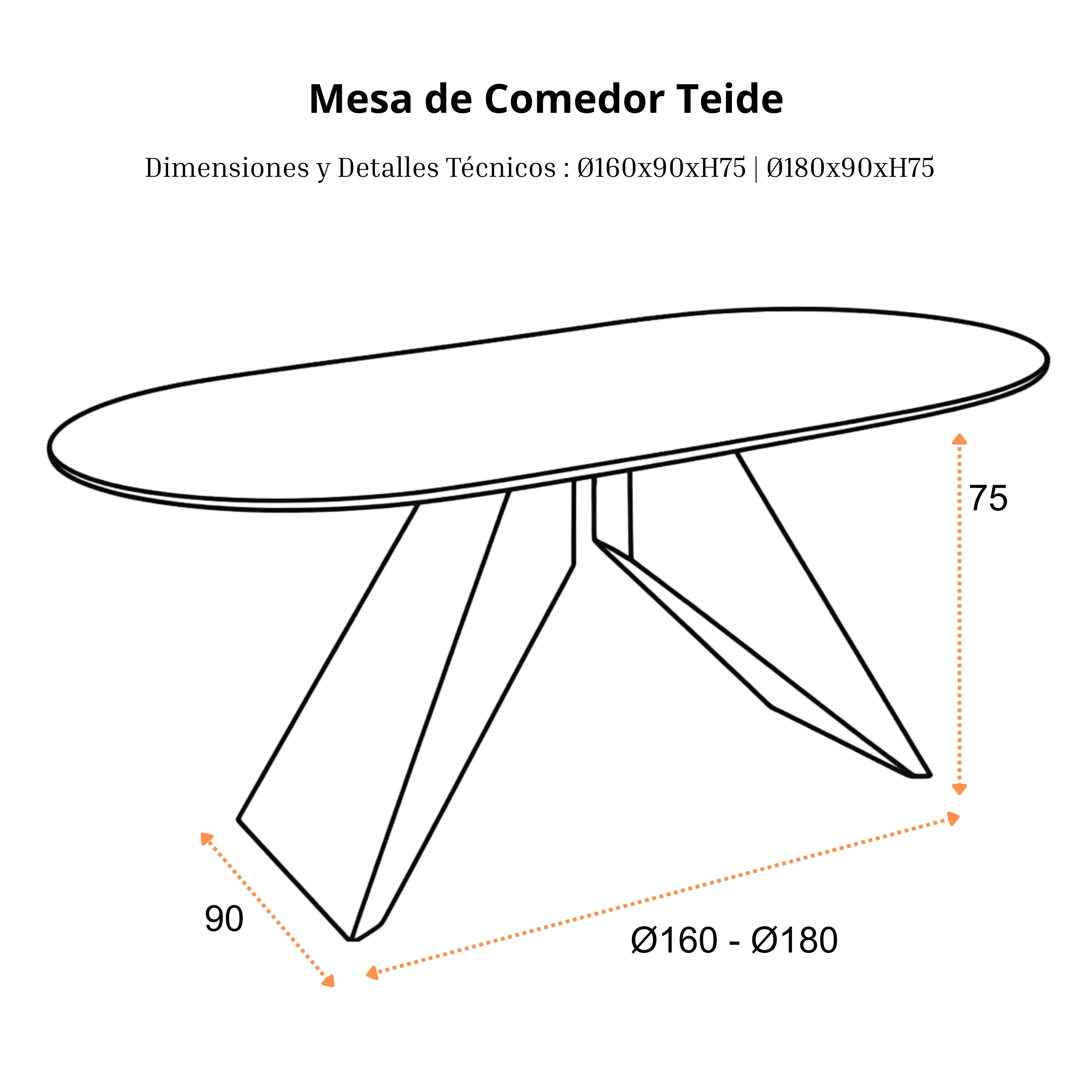 Mesa de Comedor Teide | Estructura Negra - Beige