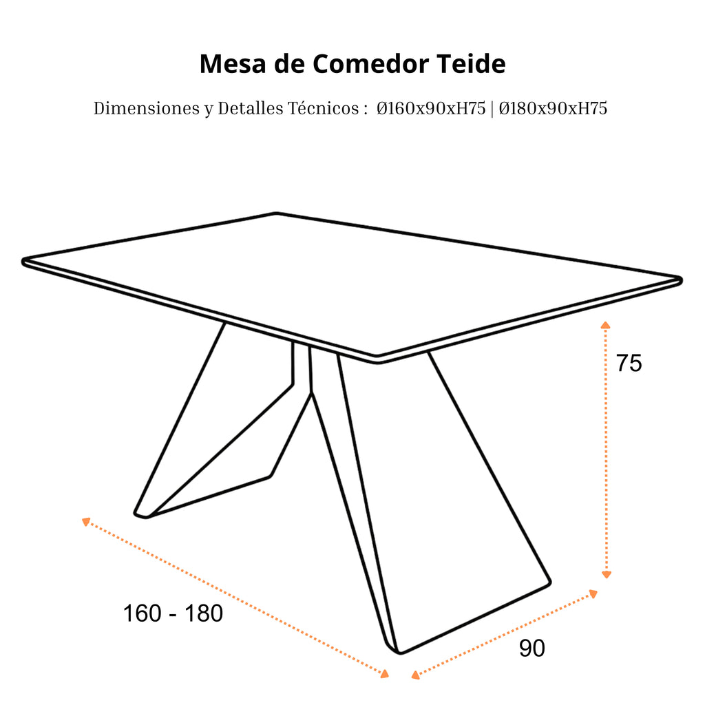 Mesa de Comedor Teide | Estructura Negra