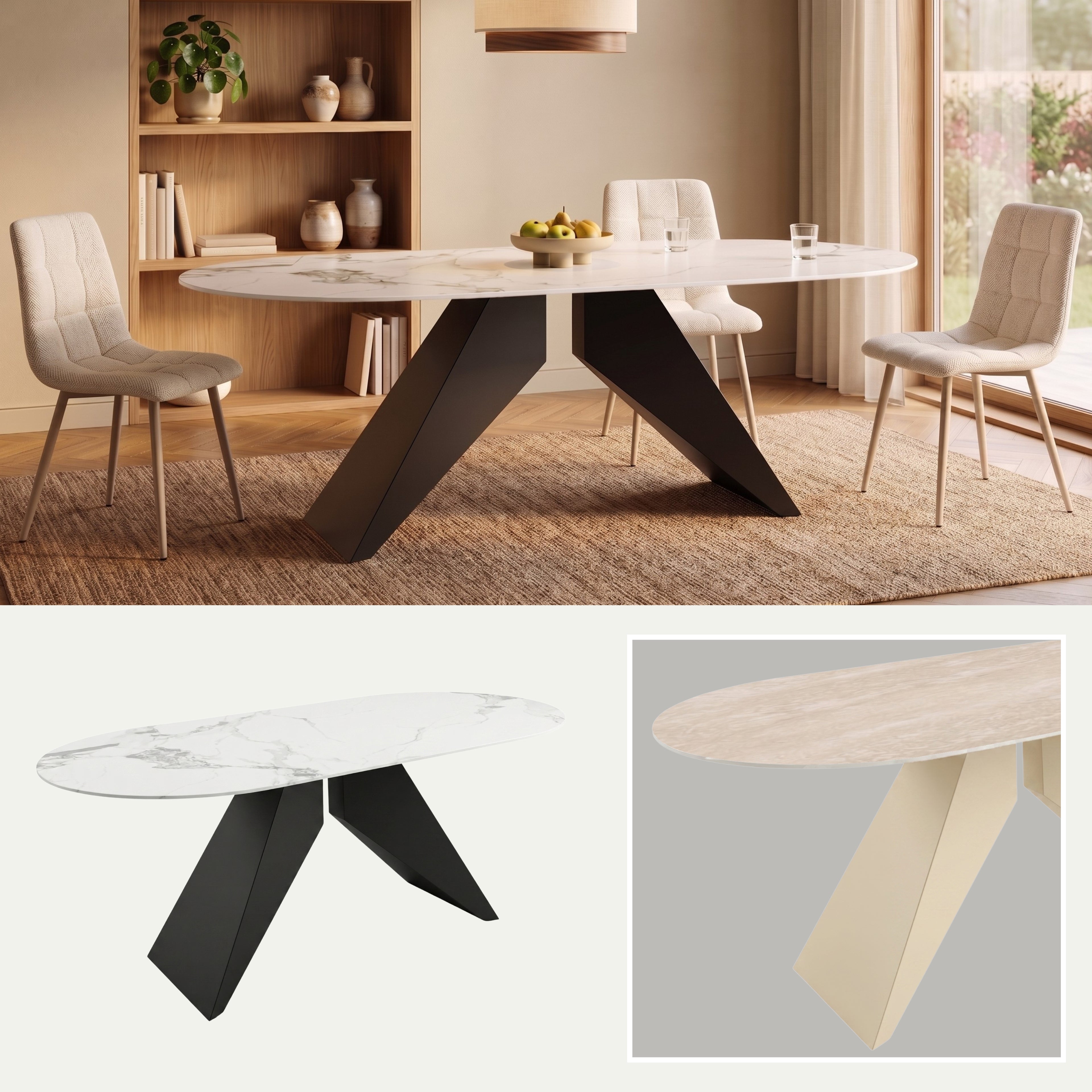 Mesa de Comedor Teide | Estructura Negra - Beige