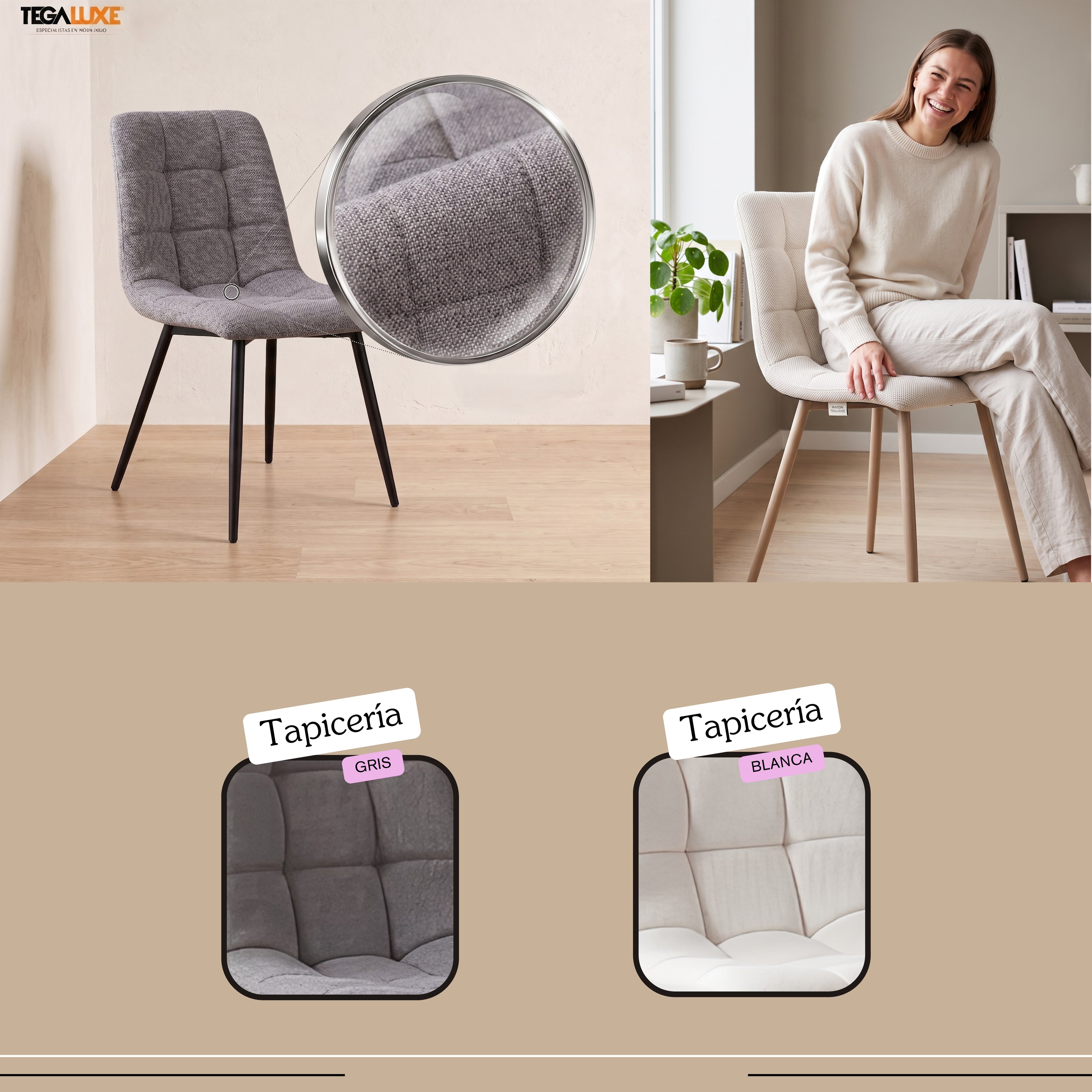 Silla Toulouse | Estructura Negra - Beige