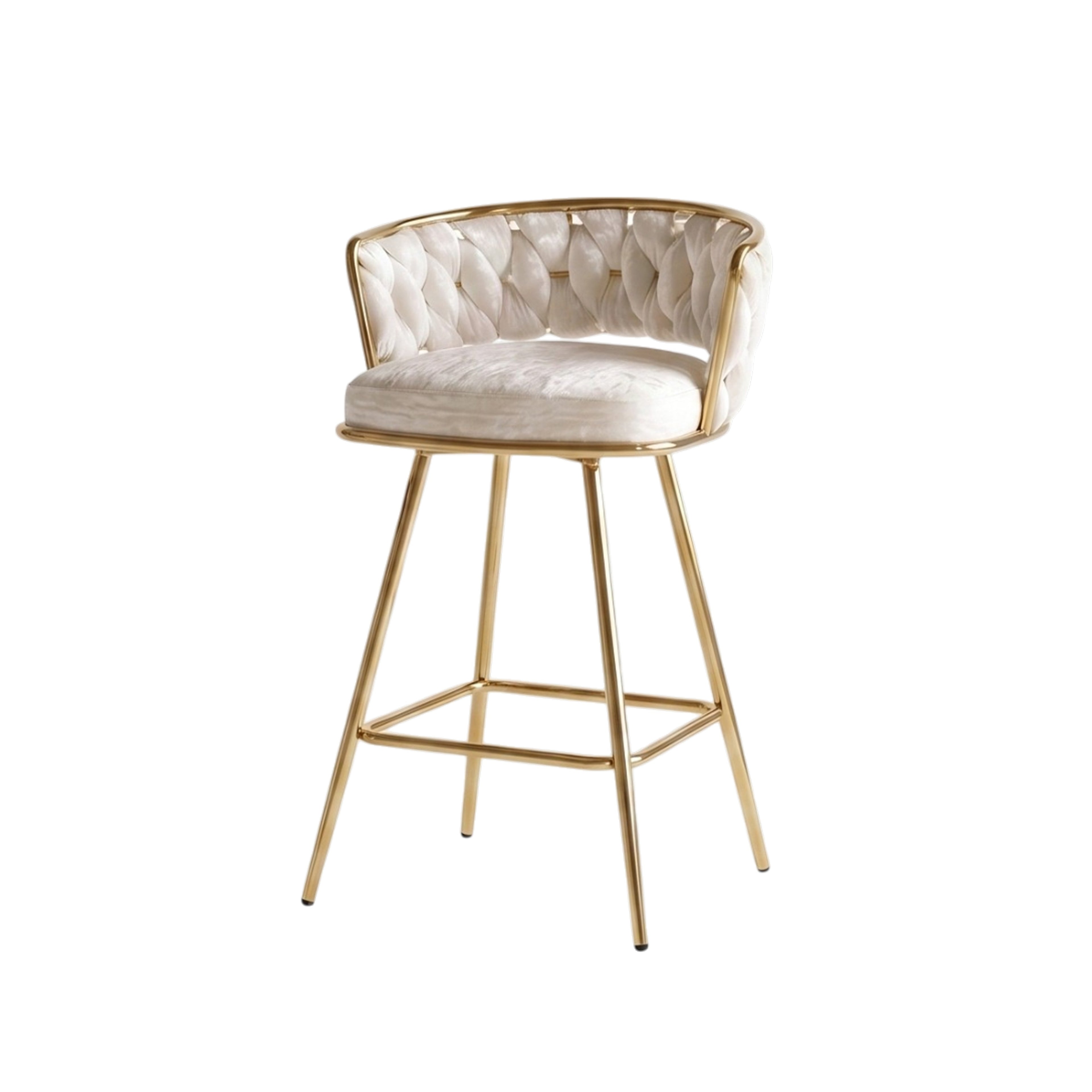 Taburete Trenzado | Estructura Acero Oro - Cromo