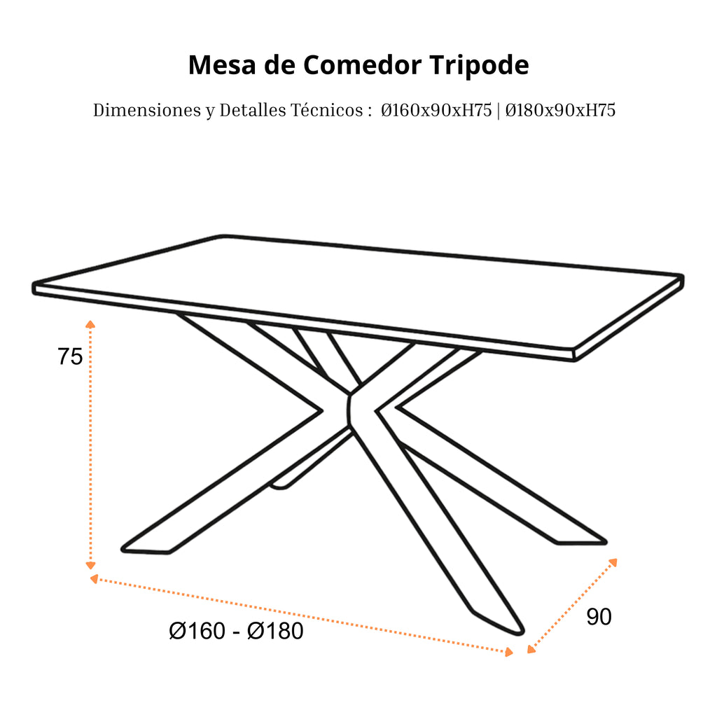 Mesa de Comedor Trípode | Estructura Negra