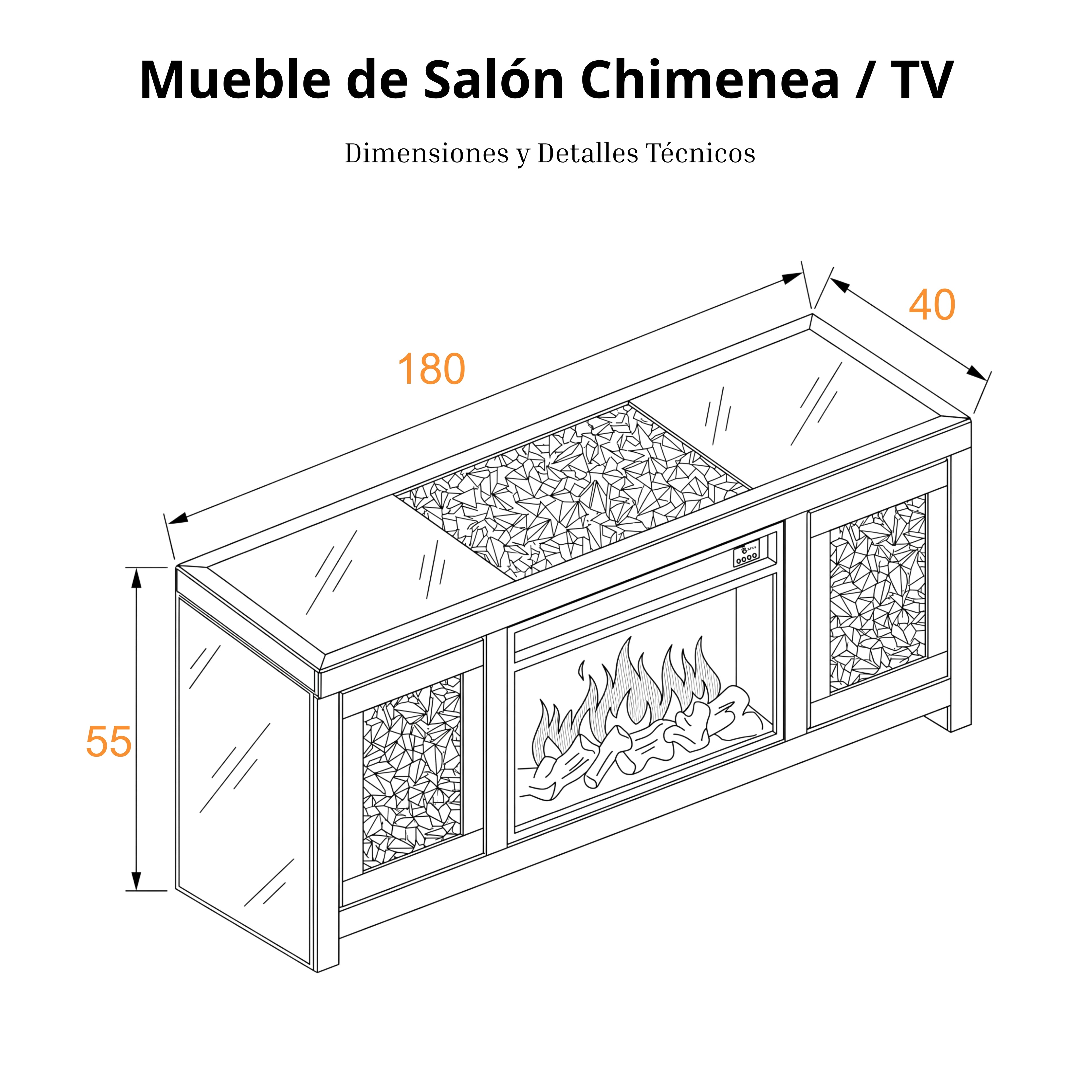 Mueble TV Chimenea | Mueble de Salón