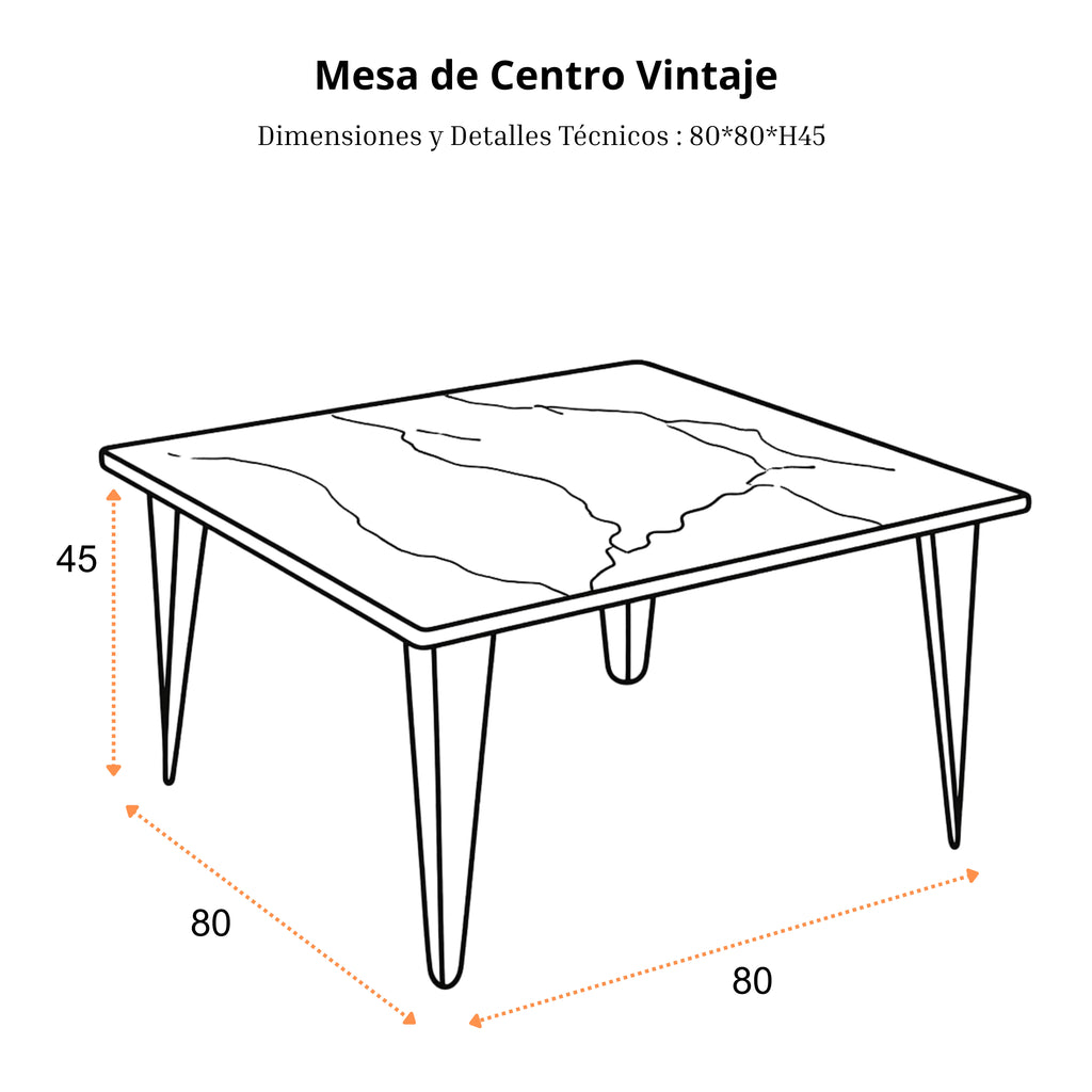 Mesa de Centro Vintaje | Estructura Negra