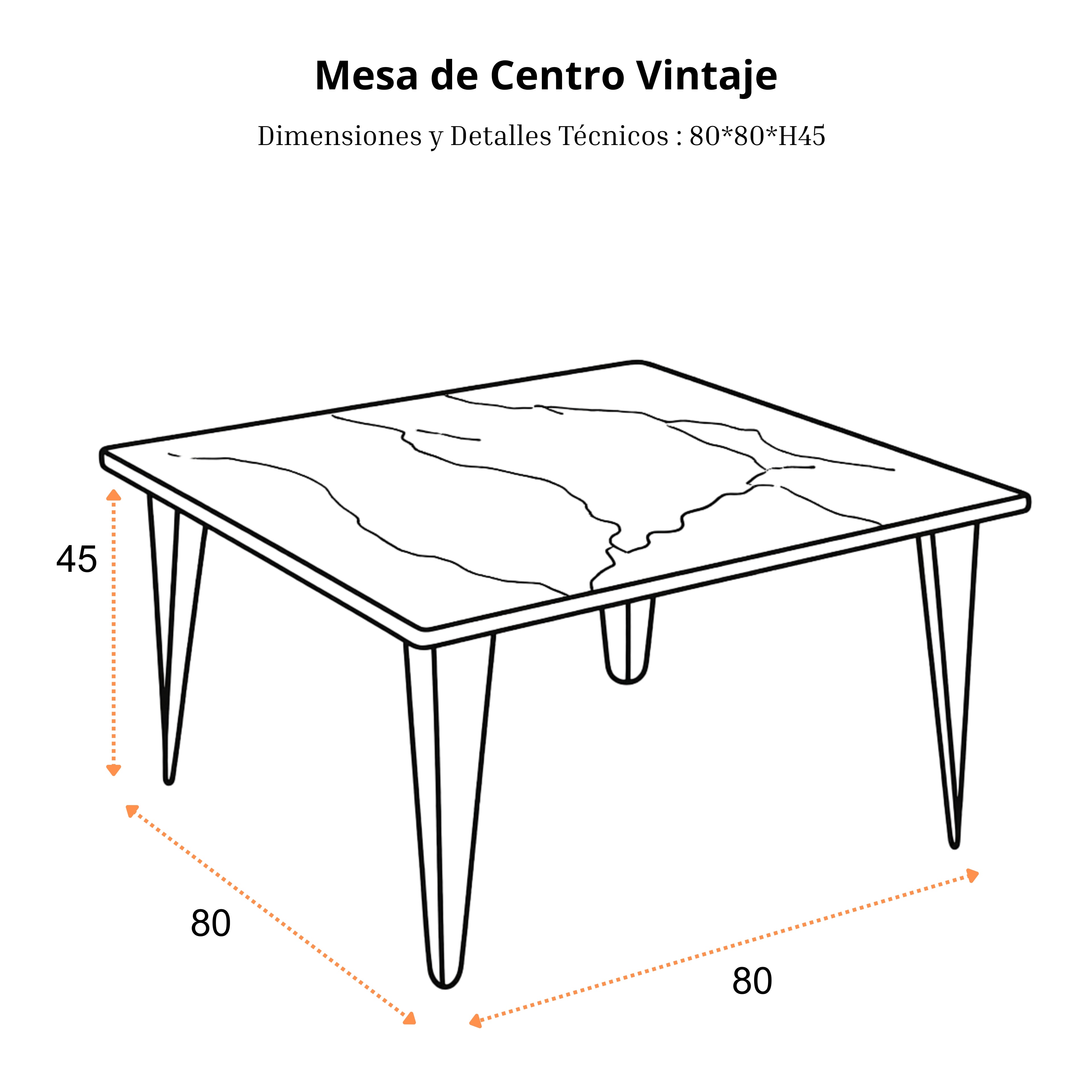 Mesa de Centro Vintaje | Estructura Negra