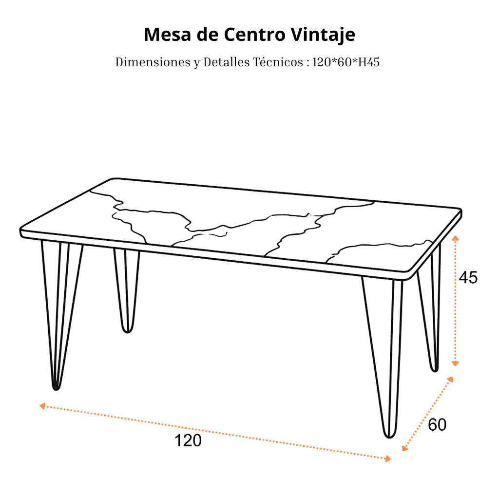 Mesa de Centro Vintaje | Estructura Negra
